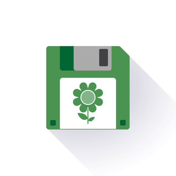 floppy disk simgesine çiçek - Vektör, Görsel