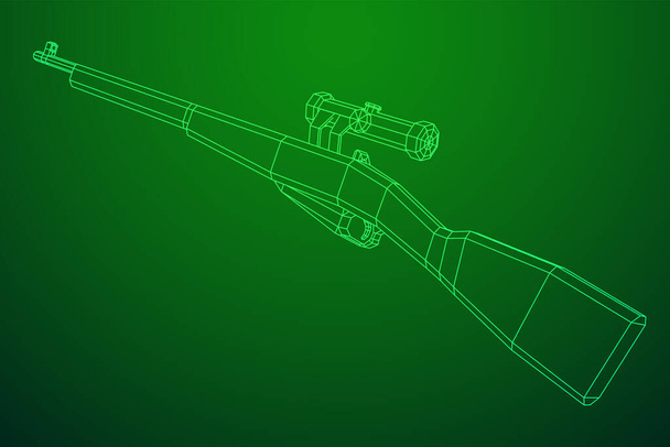 Sniper bolt-action rifle mosin nagant. Wireframe low poly mesh - ベクター画像