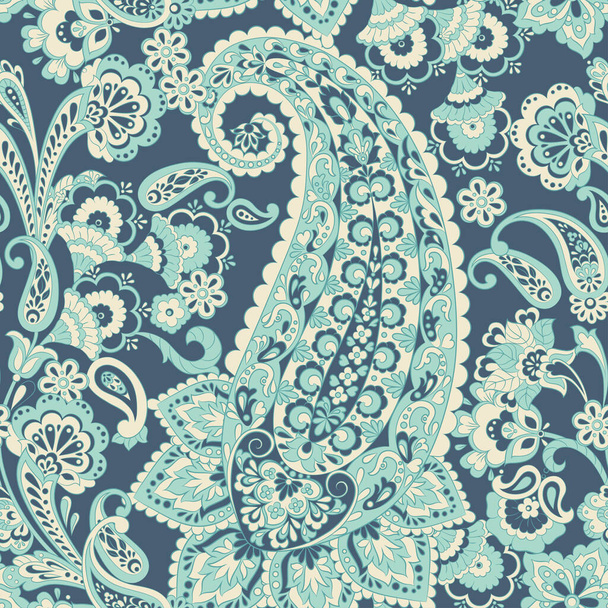 Paisley Pattern vagyok. Zökkenőmentes ázsiai textilipari háttér - Vektor, kép