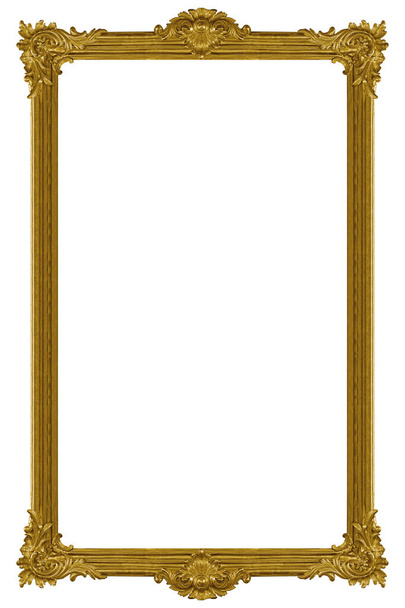 Cadre doré pour peintures, miroirs ou photo isolé sur fond blanc. Élément de conception avec chemin de coupe - Photo, image