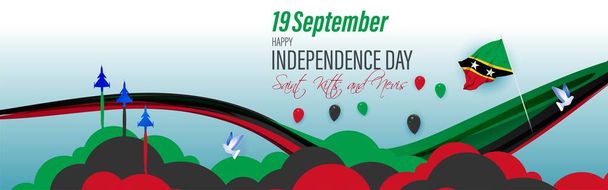 Εικονογράφηση φορέα για την ημέρα ανεξαρτησίας άγιος-kitts-και-nevis-19 Σεπτεμβρίου - Διάνυσμα, εικόνα