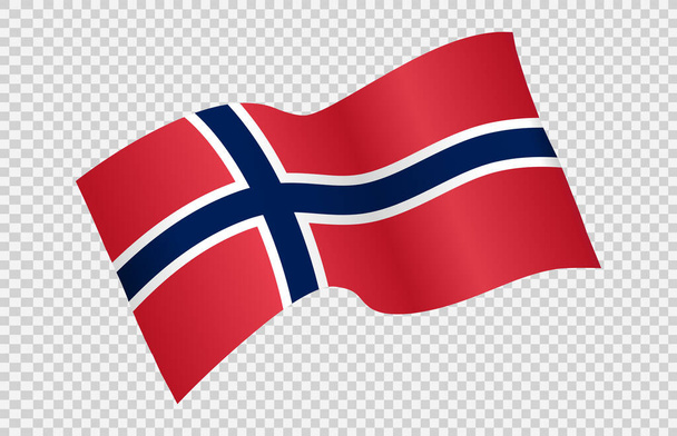 Norveç 'in dalgalı bayrağı png veya şeffaf arkaplanda izole edilmiş, Norveç Sembolü, afiş, kart, reklam, tanıtım, vektör ilüstrasyonları birinci altın madalya sahibi ülke - Vektör, Görsel