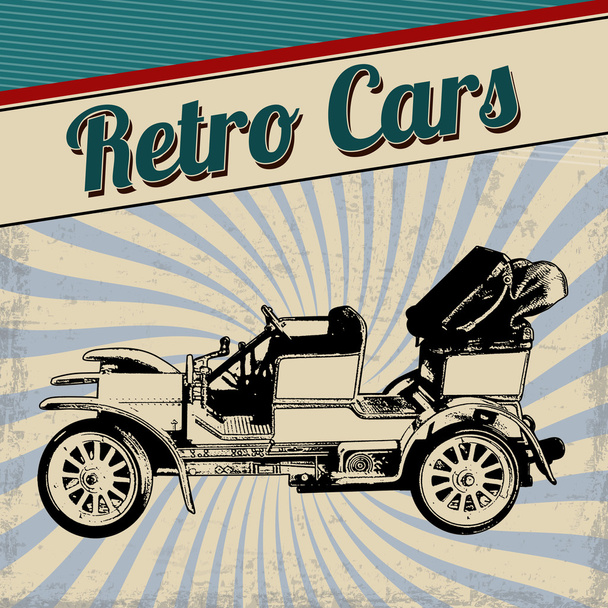 Retro coches diseño de póster
 - Vector, Imagen