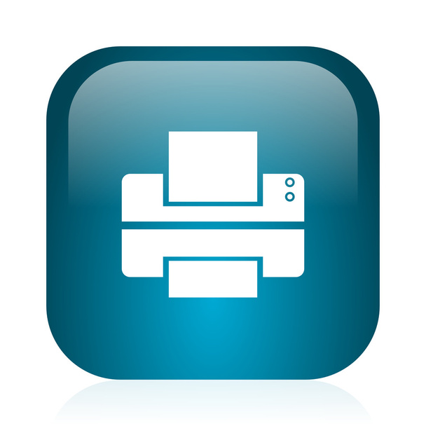 printer blue glossy internet icon - Fotó, kép