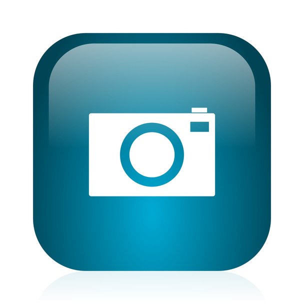 camera blue glossy internet icon - Foto, Imagen