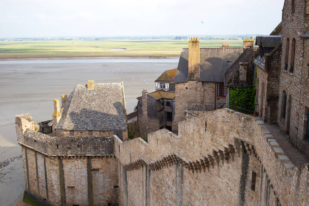 View of Mont Saint-Michel bay from its ramparts - Photo, Image