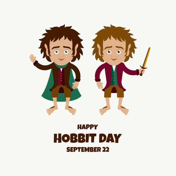 Happy Hobbit Day vecteur. Caractères fictifs Bilbo et Frodon Baggins vecteur. Affiche de la journée Hobbit, 22 septembre. Jour important - Vecteur, image
