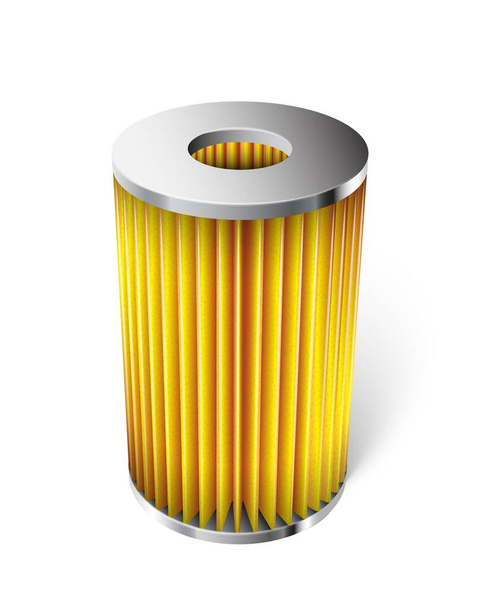Vector oil filter for car engine realistic with yellow paper - Vettoriali, immagini