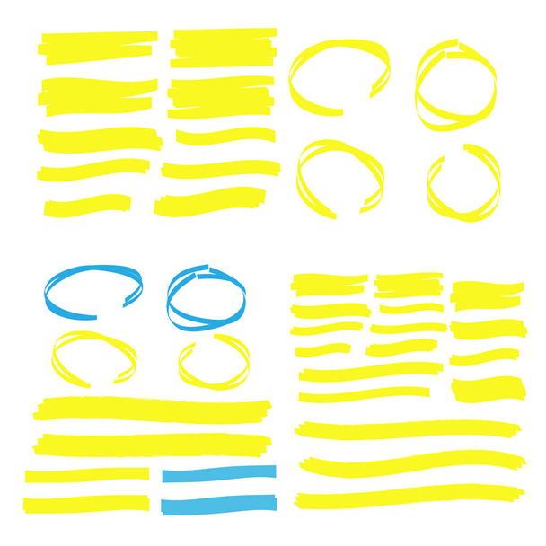 Keltainen korostusmerkki aivohalvaus. Keltainen akvarelli käsin piirretty kohokohta - Vektori, kuva