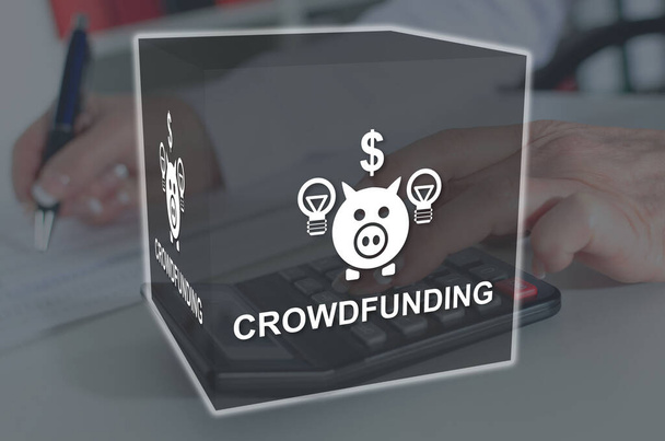 Concetto di crowdfunding illustrato da un quadro sullo sfondo - Foto, immagini