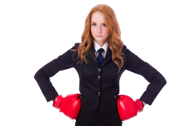 Бізнес-леді з боксерськими рукавичками
 - Фото, зображення