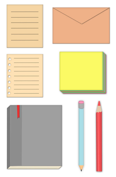 Journal-ling collection vector illustration, Notes Papers Isolated on white background - Vektor, obrázek