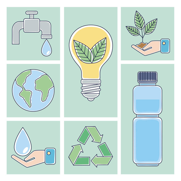 seven ecology icons - Vector, Image