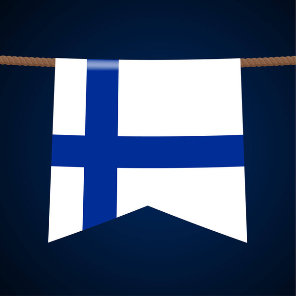 finland national flags hangs on the rope. The symbol of the country in the pennant hanging on the rope. Realistic vector illustration. - Vector, Image