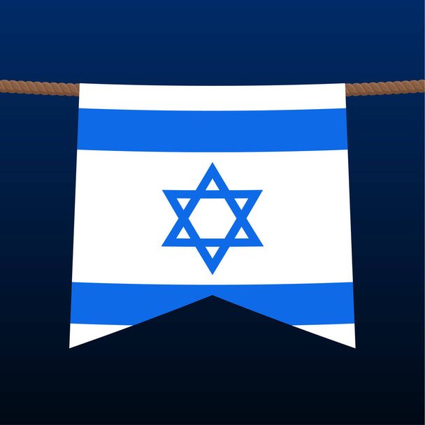 israel national flags hangs on the rope. The symbol of the country in the pennant hanging on the rope. Realistic vector illustration. - Vector, Image