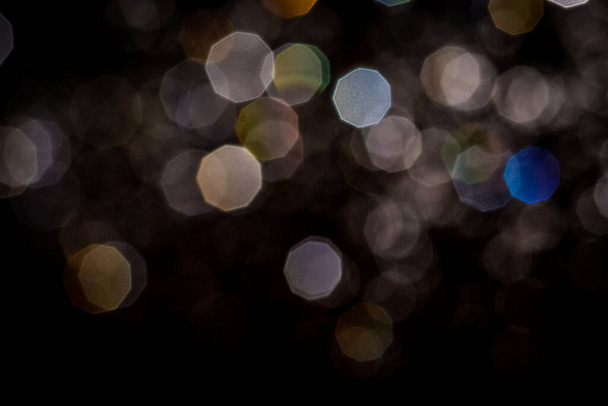 Abstract bokeh  texture on black background - Foto, Imagem