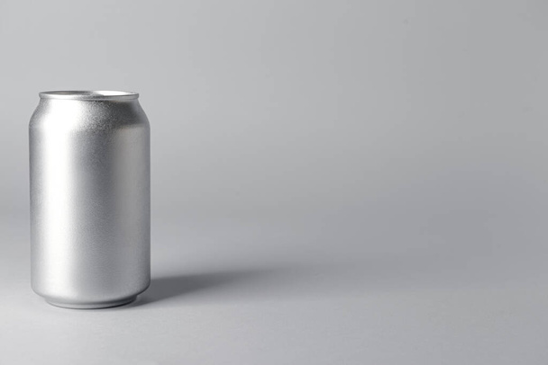 Can of soda on grey background - Photo, Image