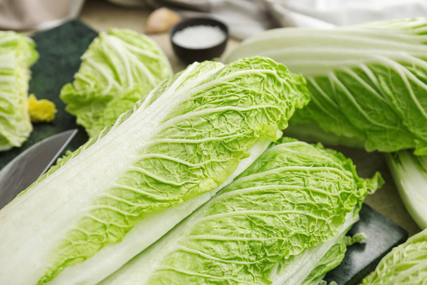 Fresh chinese cabbage on table, closeup - Photo, Image