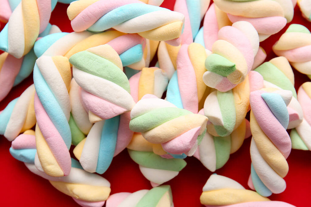 Tasty marshmallows on color background - Valokuva, kuva