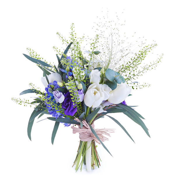 wedding bouquet  isolated on white. Fresh, lush bouquet of colorful flowers, - Foto, Imagen