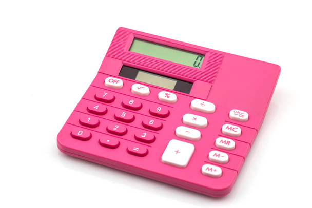 ροζ αριθμομηχανή σε άσπρο φόντο - Φωτογραφία, εικόνα