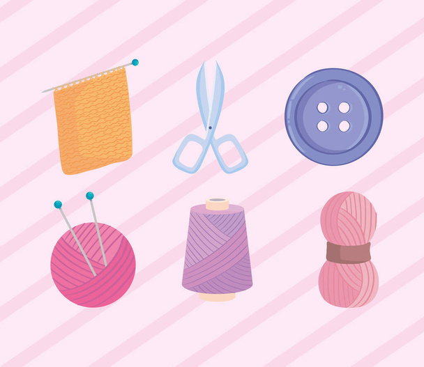 knitting six icons - Vector, afbeelding