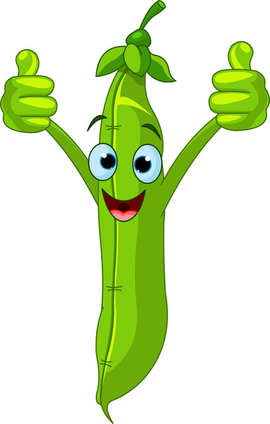 Garden peas Character giving thumbs up - Vektori, kuva