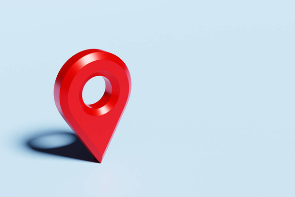 3d illustration of an icon with a red destination point on the map. navigation marker - Фото, изображение