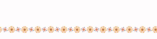 Abstrakter, verspielter Matisse-Stil ausgeschnittene Blumeneinfassung. Nahtlos moderne Sci-Collage-Einfassungen für Retro-Kids. Trendy skurrile Kind floralen Papeterie Header. Wiederholbare Vektorstreifen. - Vektor, Bild