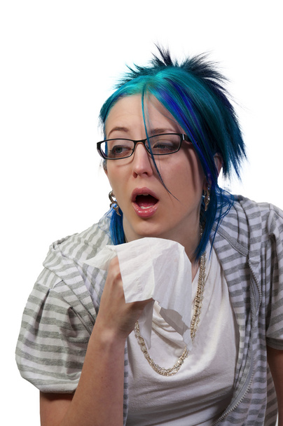Woman Blowing Her Nose - Фото, зображення