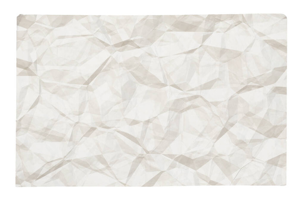 παλιό λευκό τσαλακωμένο χαρτί με copyspace απομονωμένο σε λευκό φόντο - Φωτογραφία, εικόνα