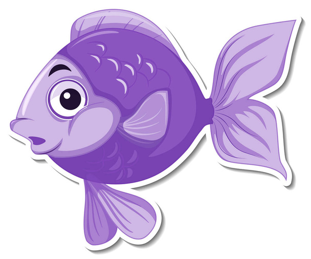 Aranyos hal tenger állat rajzfilm matrica illusztráció - Vektor, kép