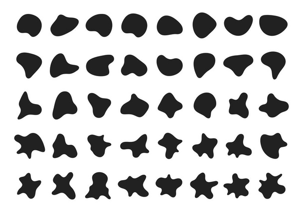 Τυχαία αφηρημένη υγρό οργανικό μαύρο ακανόνιστο botch σχήματα επίπεδη στυλ σχεδιασμό ρευστό διάνυσμα εικονογράφηση σετ - Διάνυσμα, εικόνα