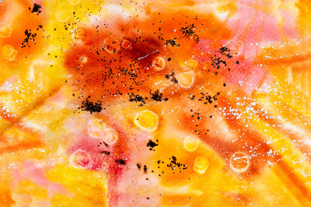イラスト抽象オレンジ水彩背景 - 写真・画像