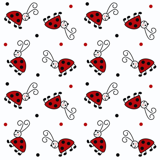 Seamless pattern ladybug - Vetor, Imagem