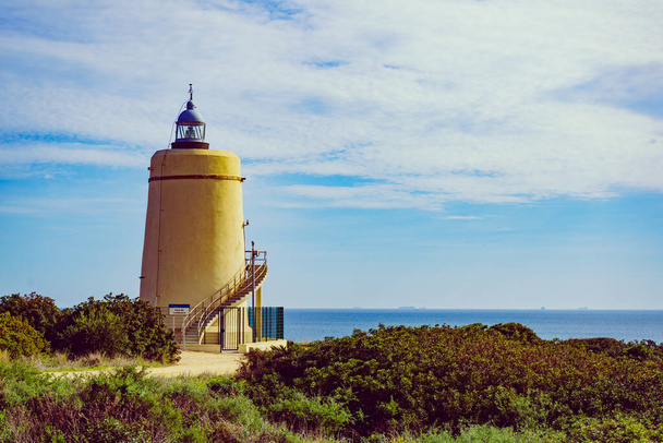 Carbonera lighthouse located on Punta Mala, La Alcaidesa, Spain. Lantern overlooks the Strait of Gibraltar. - Foto, Bild
