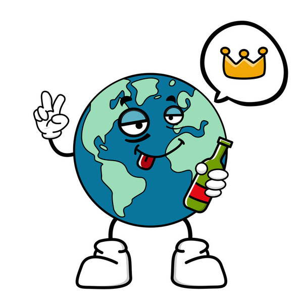 Cute cartoon globe earth takes a break for a while. Earth character with funny style. Flat vector asset design for save earth campaign, poster, web, mobile, social media post. - Vector, Image