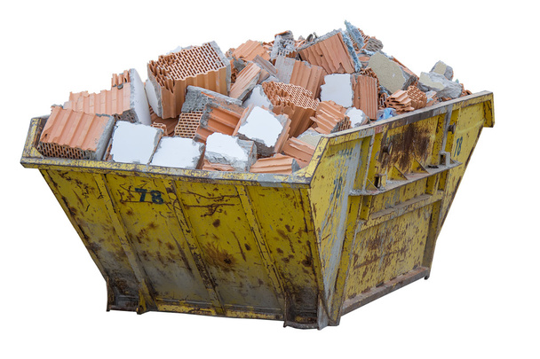 contenedor de residuos de construcción lleno de material de wa demolido
 - Foto, Imagen