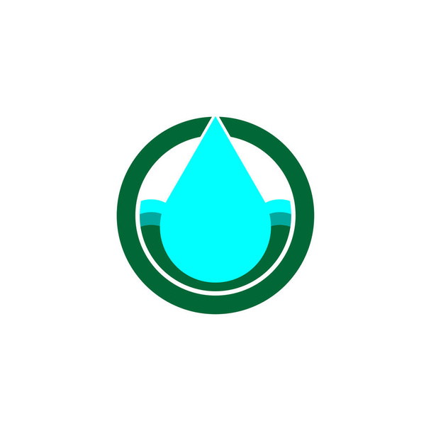 飲料会社のロゴ、水ツアーのための素晴らしい、円の春と深い水のベクトルイラスト - ベクター画像