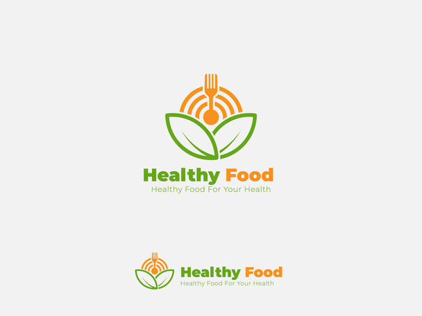 Healthy food logo design concept for healthy fast food restaurant  logo vector template - Vector, imagen