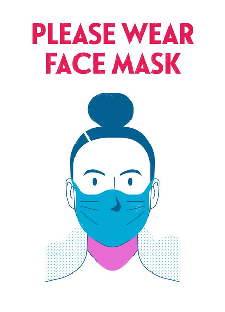 女性の顔をしたフェイスマスクポスターを着用してください - 写真・画像