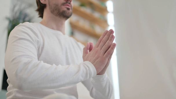 Close Up of Male Hands Meditating - Фото, изображение