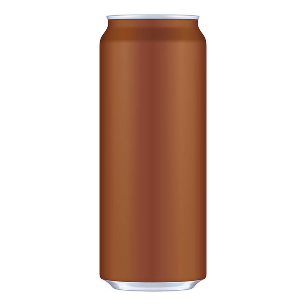 Mockup Brown Chocolate Metal Aluminum Beverage Drink Can 500ml. Template Ready For Your Design. Illustration Isolated On White Background. Product Packing. Vector EPS10 - Vektör, Görsel