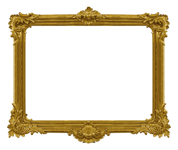 Goldener Rahmen für Gemälde, Spiegel oder Foto isoliert auf weißem Hintergrund. Design-Element mit Clipping-Pfad - Foto, Bild