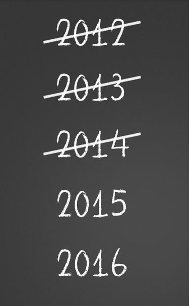 2012, 2013, 2014 cruzado y año nuevo 2015, 2016 en pizarra
  - Foto, imagen