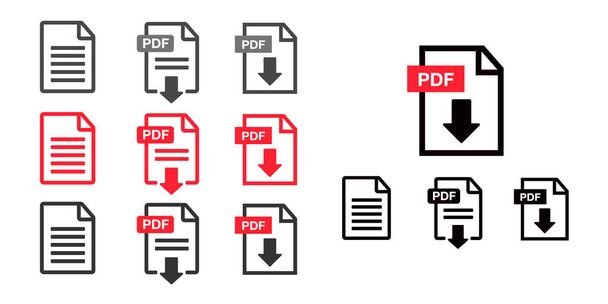 PDF dosya indirme simgesi. Belge metni, sembol web biçimi bilgisi - Vektör, Görsel