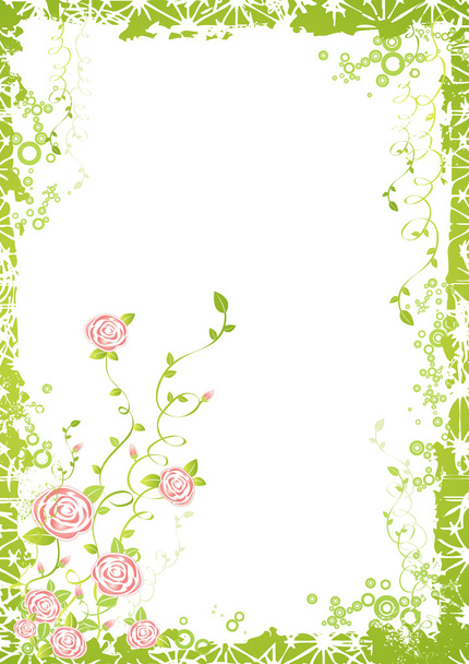 Ilustración vectorial con muchas flores de rosa sobre fondo blanco
 - Vector, imagen