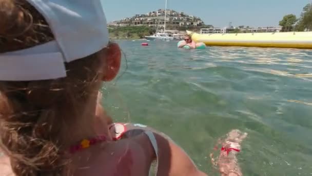Girl With Mother On Inflatable Rings - Footage, Video