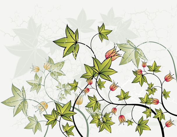 Fond vert moderne avec de nombreuses feuilles et fleurs, vecteur
 - Vecteur, image