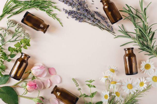 natural cosmetics and healing herbs - Foto, imagen
